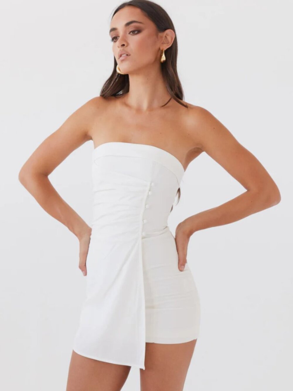 Peppermayo Lavinia Linen Tube Mini Dress - White Size 2